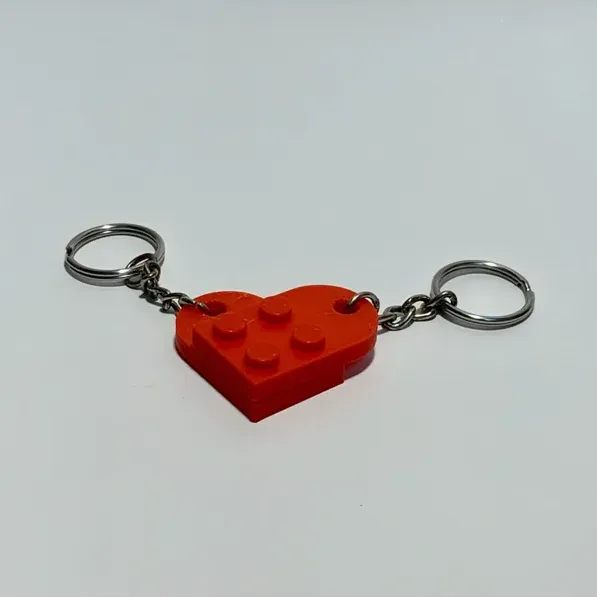 Detachable Block Heart Double Keychain – Red — image 4