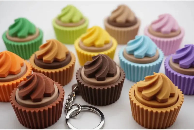 Button‑Style Cupcake Keychain – Blue — image 3
