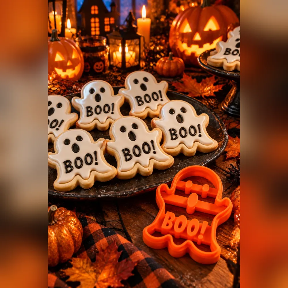BOO Yazılı Hayalet Kurabiye Kalıbı – Turuncu — görsel 12