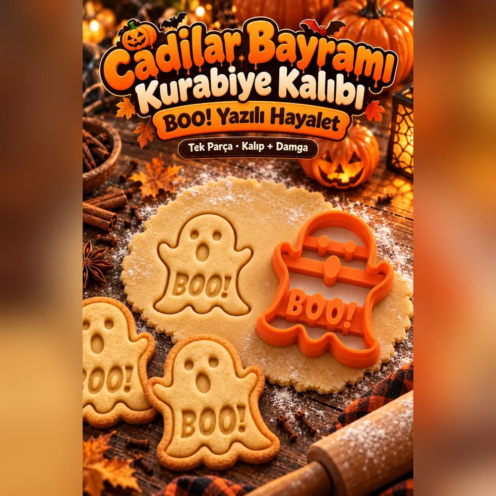 BOO Yazılı Hayalet Kurabiye Kalıbı – Turuncu