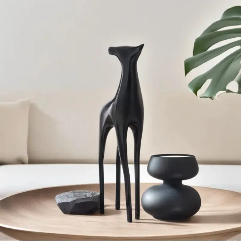 Deer Figure Decorative Statue – Black