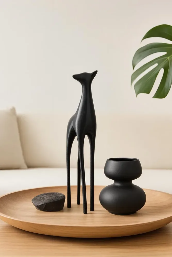 Deer Figure Decorative Statue – Black — image 3
