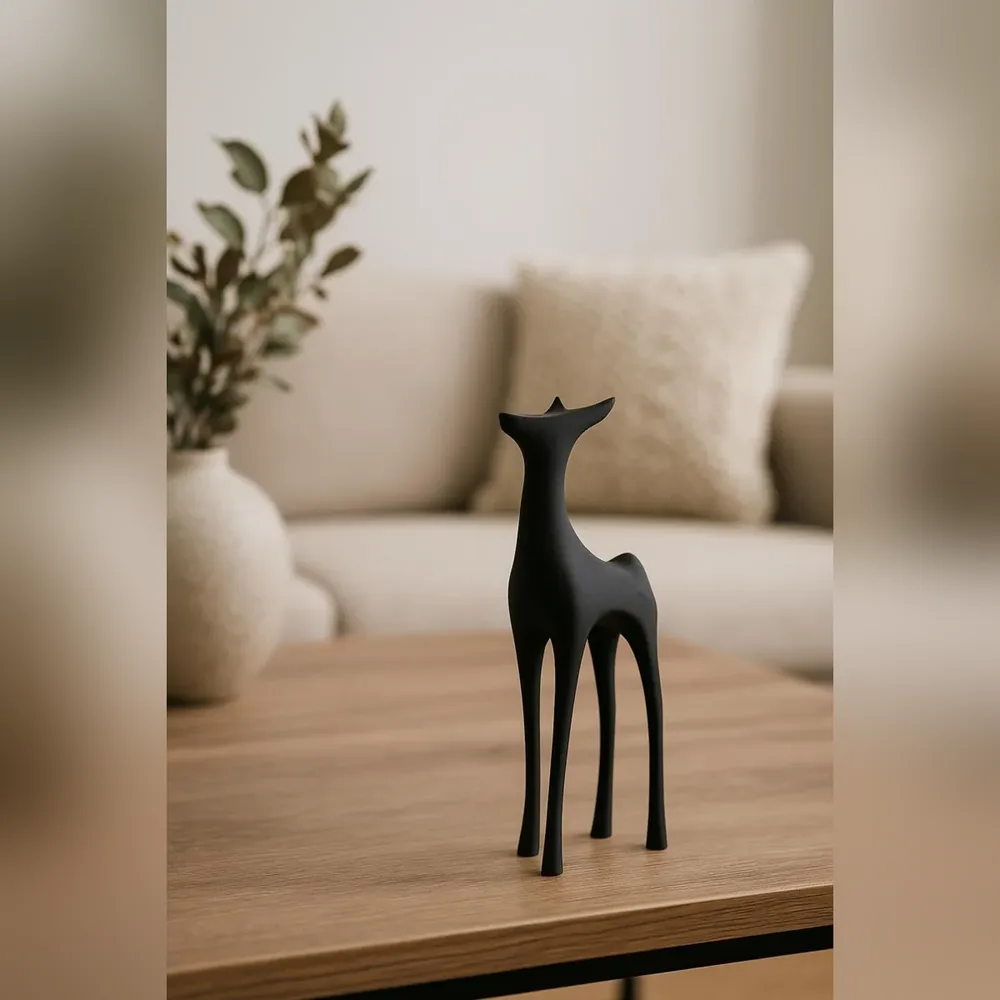 Deer Figure Decorative Statue – Black — image 4