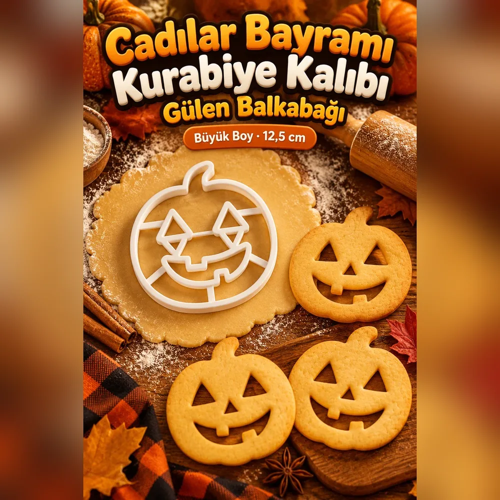 Gülen Balkabağı Kurabiye Kalıbı – Beyaz