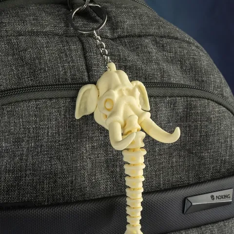 Animal Skeleton Head Keychain 3‑Piece Set – Beige