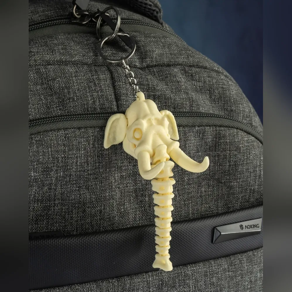 Animal Skeleton Head Keychain 3‑Piece Set – Beige