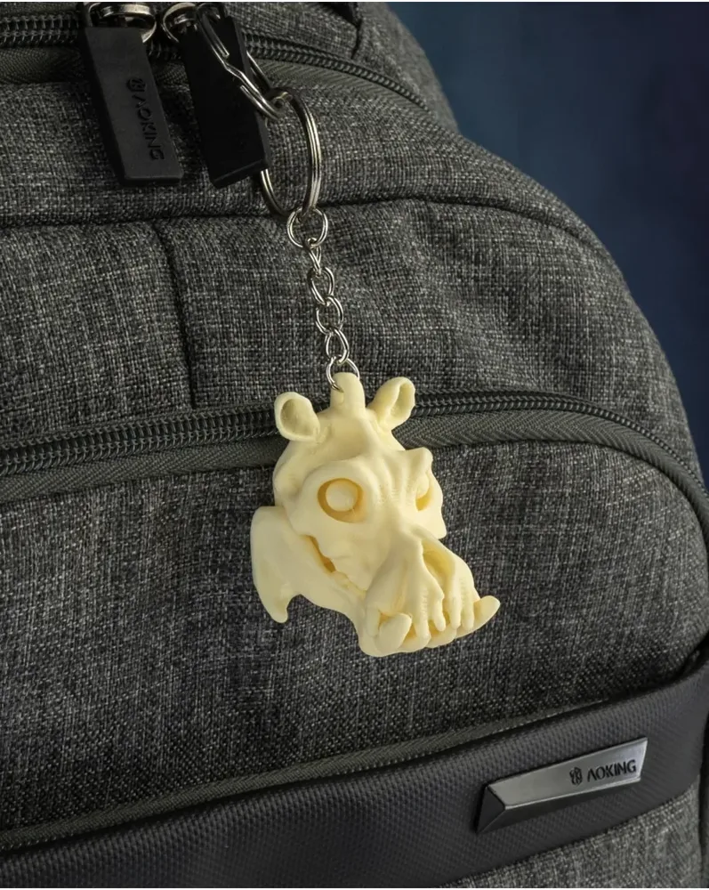 Animal Skeleton Head Keychain 3‑Piece Set – Beige — image 2