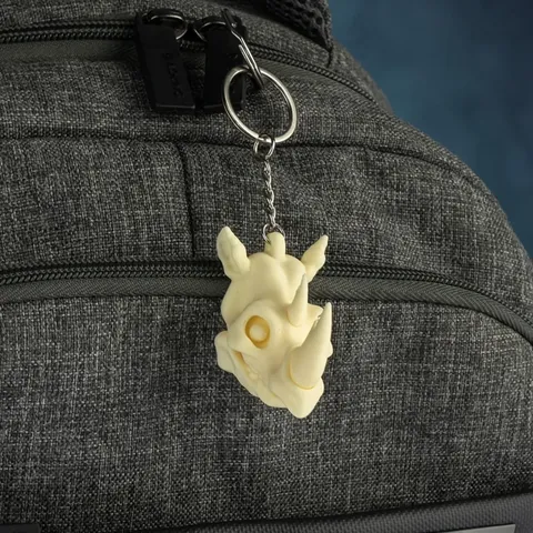 Animal Skeleton Head Keychain 3‑Piece Set II – Beige