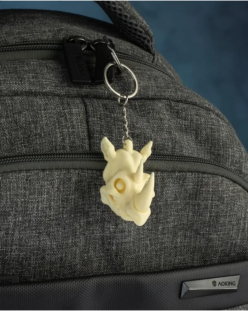 Animal Skeleton Head Keychain 3‑Piece Set II – Beige