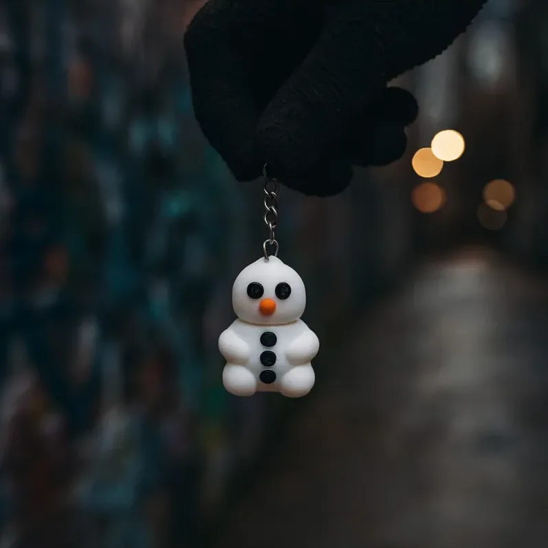 Snowman Keychain – White — image 2