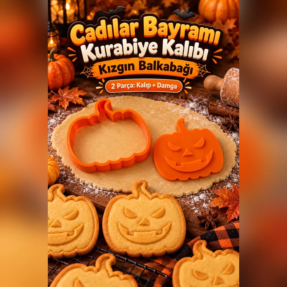 Kızgın Balkabağı Kurabiye Kalıbı ve Damgası – Turuncu
