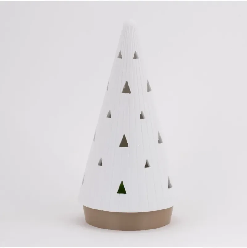 Conical Christmas Tree Candle-Lit Figurine – Yellow — image 2