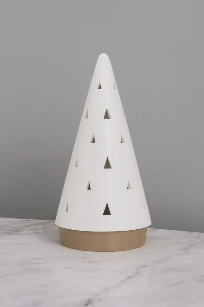Conical Christmas Tree Candle-Lit Figurine – Yellow — image 3