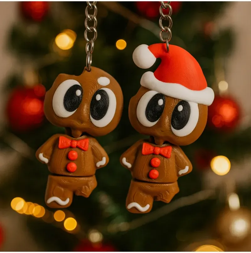 Gingerbread Man Keychain 2-Piece Set – Brown