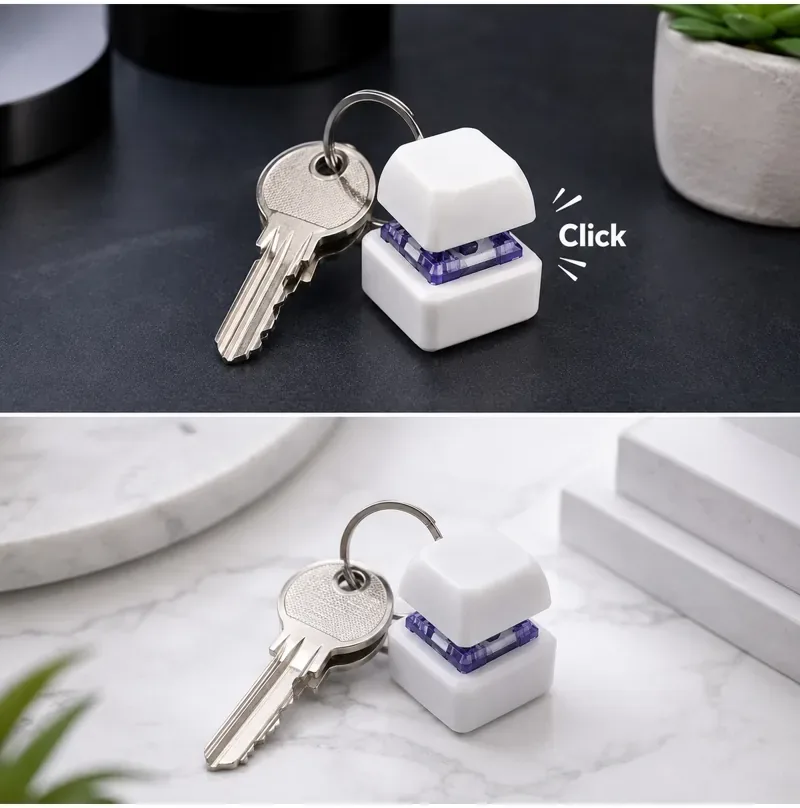 Mechanical Keyboard Key Clicker Keychain – White — image 3