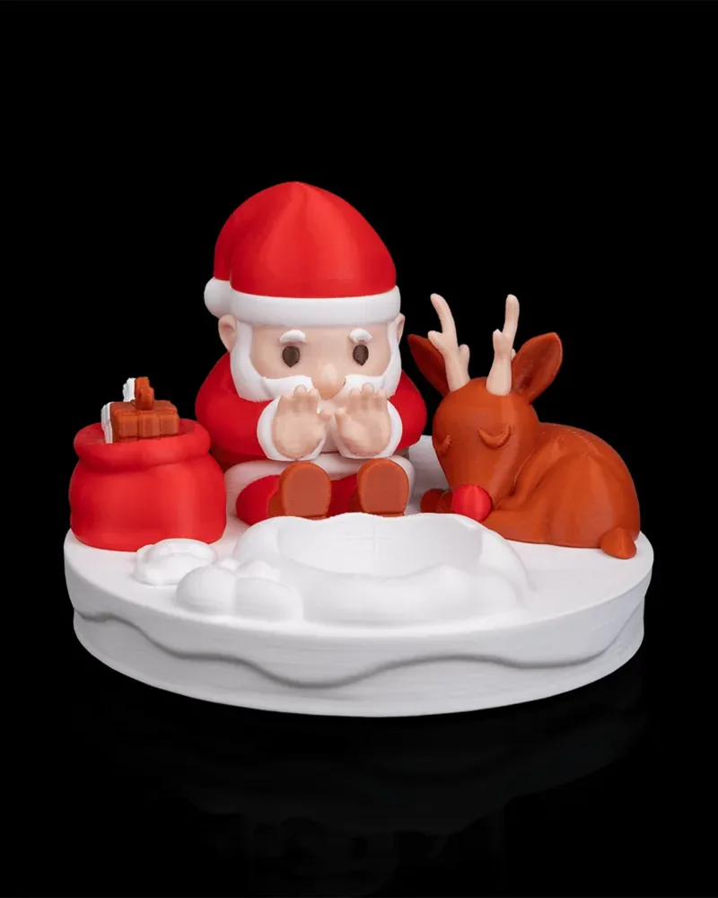 Santa Claus and Reindeer Candle Light Figurine – Multicolored — görsel 2
