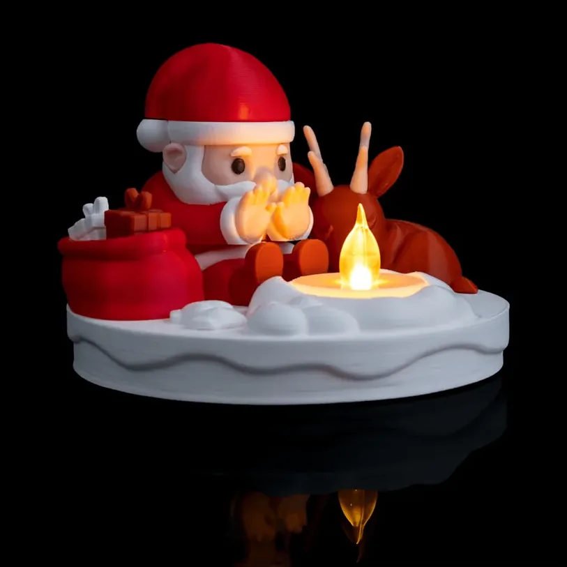 Santa Claus and Reindeer Candle Light Figurine – Multicolored — görsel 4