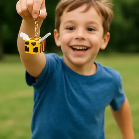 Pixel Bee Figure Keychain – Yellow