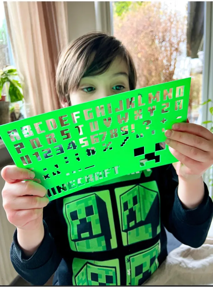 Pixel Block Letter and Shape Template Ruler – Green