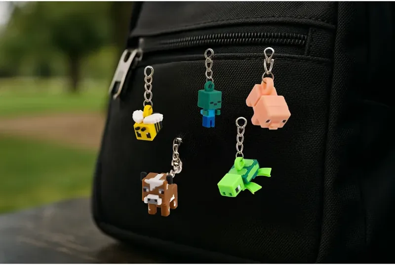 Pixel Animal Mini Keychain 5‑Piece Set