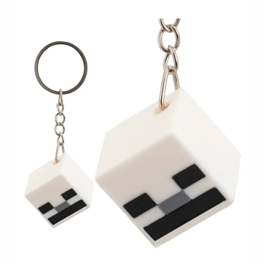 Pixel Skeleton Head Keychain – White — image 3