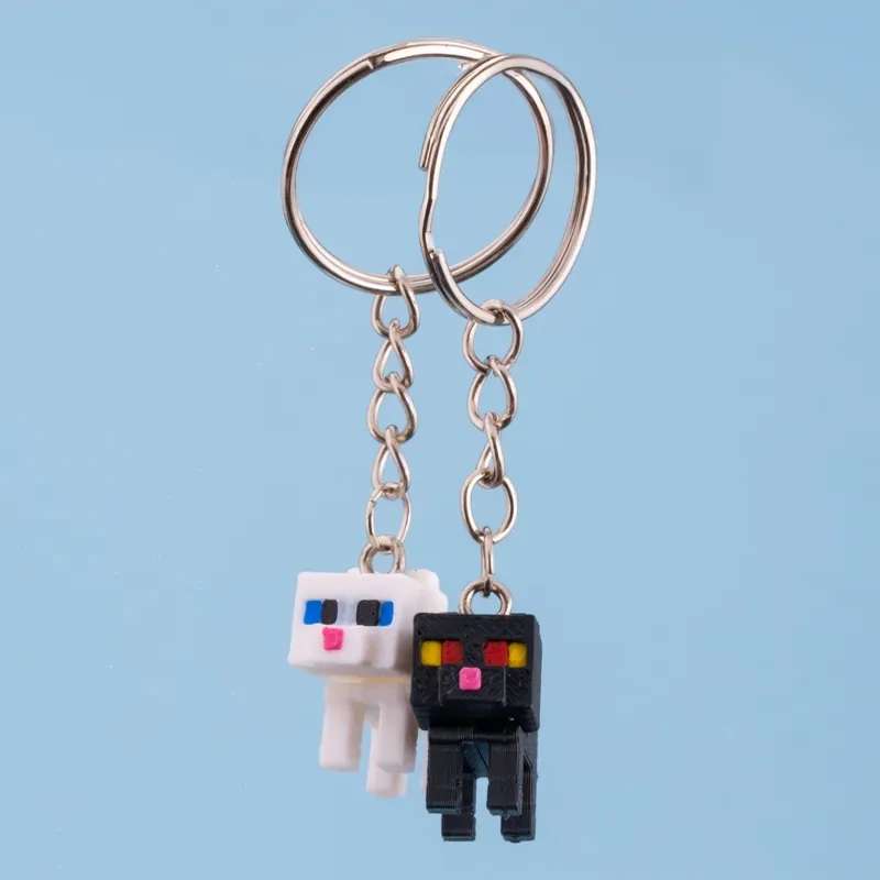 Pixel Cat Keychain 2‑Piece Set – Black & White — image 3