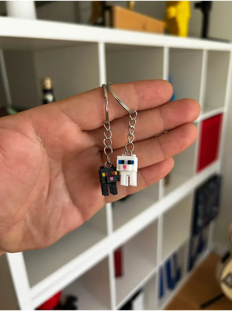 Pixel Cat Keychain 2‑Piece Set – Black & White — image 4