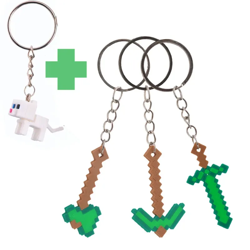 Piksel Kılıç Anahtarlık 3'lü Set – Yeşil