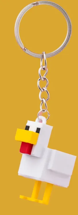 Pixel Chicken Keychain – White — image 2