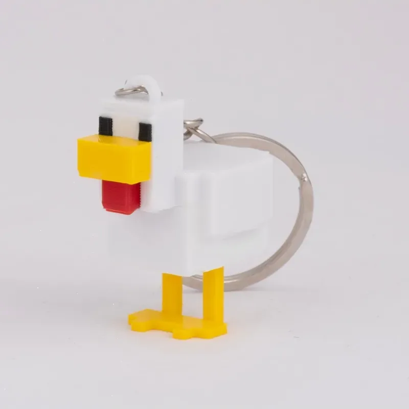 Pixel Chicken Keychain – White — image 4