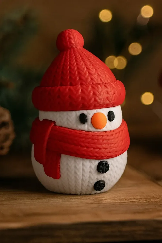 Hat‑Wearing Snowman Figure – Multicolored