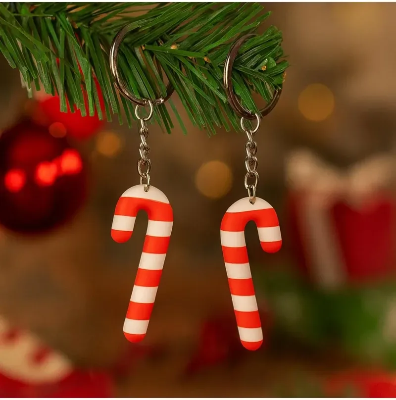 Candy Cane Keychain 2-Pack – Red White