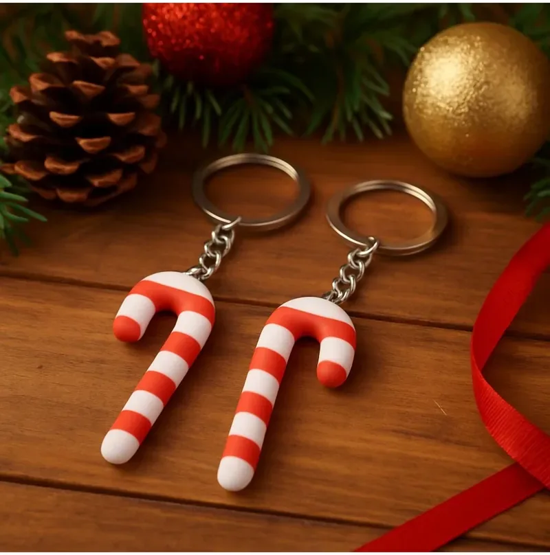 Candy Cane Keychain 2-Pack – Red White — image 2
