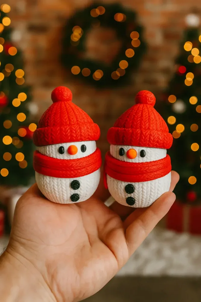 Cute Snowman Figurine 2-Piece Set – White