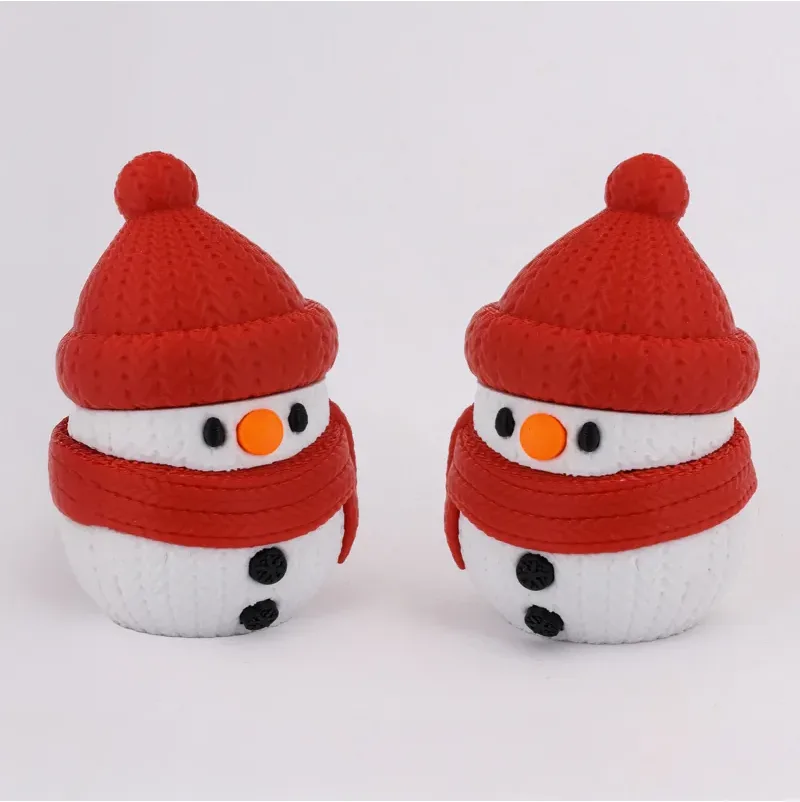 Cute Snowman Figurine 2-Piece Set – White — image 2