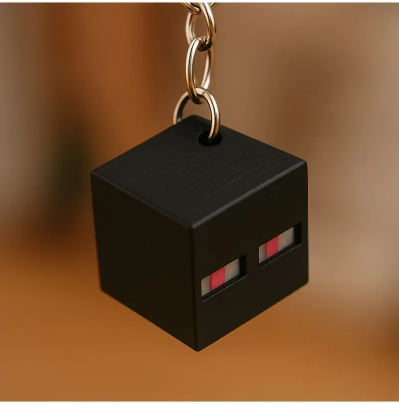 Black Pixel Character Cube Keychain