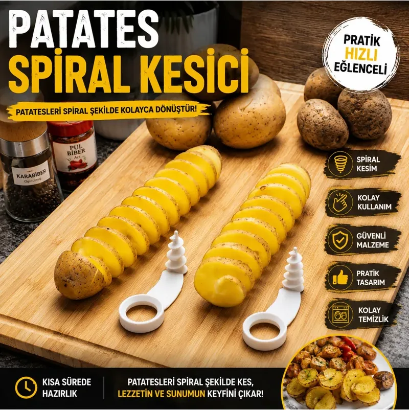 Spiral Patates Kesici 2'li Set – Beyaz — görsel 2
