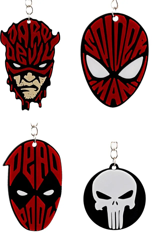 Superhero Keychain 4-Piece Set – Multicolor